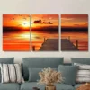 3pcs Orange Pink Blue Sunset With Birds Wall Art Set Canvas Framed 40x60cm - High Quality Print 100% Australian Made Wall Canvas Ready to Hang - Image 2