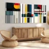 3pcs Color Abstract Geometric Elegant Artistic Wall Art Set Canvas Framed 50x70cm - High Quality Print 100% Australian Made Wall Canvas Ready to Hang - Image 3