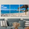 3pcs Beach Paradise Triptych Palm Trees Wall Art Set Canvas Framed 50x70cm - High Quality Print 100% Australian Made Wall Canvas Ready to Hang