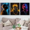 3pcs Neon Styled Rappers Painting Decoration Wall Art Set Canvas Framed 40x60cm - High Quality Print 100% Australian Made Wall Canvas Ready to Hang - Image 3