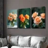 3pcs Beautiful Rose Bouquet Orange Wall Art Set Canvas Framed 40x60cm - High Quality Print 100% Australian Made Wall Canvas Ready to Hang - Image 3