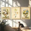 3pcs Beautiful Florals Modern Flower Vase White Wall Art Set Canvas Framed 50x70cm - High Quality Print 100% Australian Made Wall Canvas Ready to Hang - Image 2