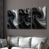3pcs Modern Abstract Black and White Stylish Wall Art Set Canvas Framed 50x70cm - High Quality Print 100% Australian Made Wall Canvas Ready to Hang - Image 3