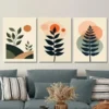 3pcs Modern Abstract Botanical 3 Minimalist Leaf Wall Art Set Canvas Framed 50x70cm - High Quality Print 100% Australian Made Wall Canvas Ready to Hang - Image 2