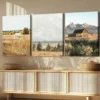 3pcs Farmhouse Large Nature White Horse Mountain Wall Art Set Canvas Framed 40x60cm - High Quality Print 100% Australian Made Wall Canvas Ready to Hang - Image 2