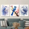 3pcs Bluebird Paintings Watercolor Bird Wall Art Set Canvas Framed 40x60cm - High Quality Print 100% Australian Made Wall Canvas Ready to Hang - Image 3