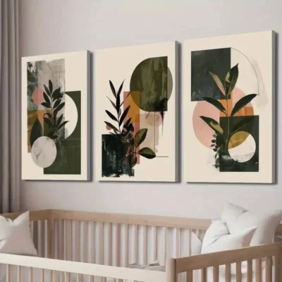 3pcs Geometric Decor with Earthy Tones Wall Art Set Canvas Framed 40x60cm - High Quality Print 100% Australian Made Wall Canvas Ready to Hang