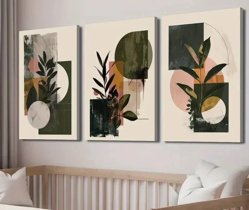 3pcs Geometric Decor with Earthy Tones Wall Art Set Canvas Framed 40x60cm – High Quality Print 100% Australian Made Wall Canvas Ready to Hang