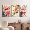 3pcs Vibrant Floral Red & Yellow Blue White Tree Wall Art Set Canvas Framed 50x70cm - High Quality Print 100% Australian Made Wall Canvas Ready to Hang - Image 3