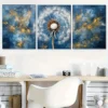 3pcs Abstract Blue And Golden Dandelion Decor Wall Art Set Canvas Framed 40x60cm - High Quality Print 100% Australian Made Wall Canvas Ready to Hang - Image 3