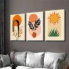3pcs Boho Style Modern Abstract Sun Wall Art Set Canvas Framed 50x70cm - High Quality Print 100% Australian Made Wall Canvas Ready to Hang - Image 2