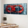 3pcs Vintage Red Cool Sports Cars Blue & White Wall Art Set Canvas Framed 50x70cm - High Quality Print 100% Australian Made Wall Canvas Ready to Hang - Image 2