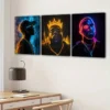 3pcs Neon Styled Rappers Painting Decoration Wall Art Set Canvas Framed 40x60cm - High Quality Print 100% Australian Made Wall Canvas Ready to Hang - Image 2