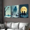 3pcs Winter Scene Blue Bird, And Moonlit Snow Wall Art Set Canvas Framed 50x70cm - High Quality Print 100% Australian Made Wall Canvas Ready to Hang - Image 2