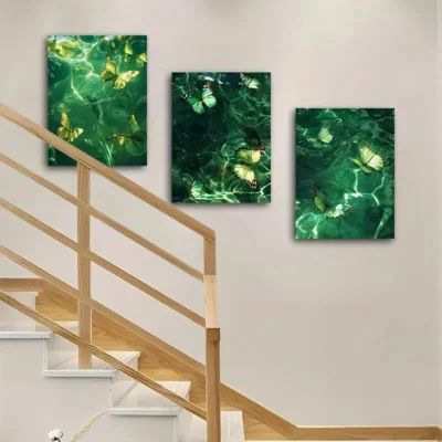 3pcs Underwater Butterfly Canvas Wall Art Set Canvas Framed 40x60cm - High Quality Print 100% Australian Made Wall Canvas Ready to Hang