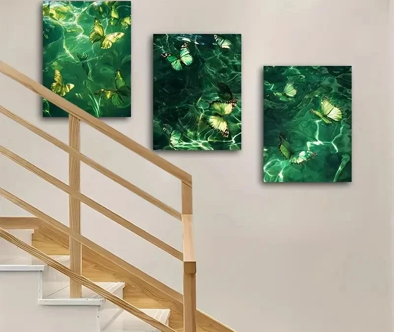 3pcs Underwater Butterfly Canvas Wall Art Set Canvas Framed 40x60cm – High Quality Print 100% Australian Made Wall Canvas Ready to Hang