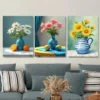 3pcs Beautiful Floral Vibrant Flowers & Fruits Wall Art Set Canvas Framed 50x70cm - High Quality Print 100% Australian Made Wall Canvas Ready to Hang - Image 3