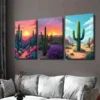 3pcs Vibrant Desert Sunset Landscape Colorful Wall Art Set Canvas Framed 40x60cm - High Quality Print 100% Australian Made Wall Canvas Ready to Hang - Image 2