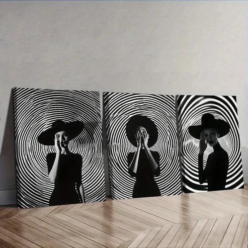 3pcs The girl under the circle Wall Art Set Canvas Framed 40x60cm – High Quality Print 100% Australian Made Wall Canvas Ready to Hang