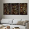 3pcs Vintage European Retro Twelve Zodiac Signs Wall Art Set Canvas Framed 50x70cm - High Quality Print 100% Australian Made Wall Canvas Ready to Hang - Image 3