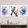 3pcs Bluebird Paintings Watercolor Bird Wall Art Set Canvas Framed 40x60cm - High Quality Print 100% Australian Made Wall Canvas Ready to Hang