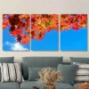 3pcs Colorful Fall Foliage with Blue Sky Vibrant Wall Art Set Canvas Framed 50x70cm - High Quality Print 100% Australian Made Wall Canvas Ready to Hang - Image 3