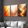 3pcs Modern Abstract Vibrant Orange Triptych Wall Art Set Canvas Framed 50x70cm - High Quality Print 100% Australian Made Wall Canvas Ready to Hang - Image 3