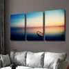 3pcs Serene Sunset Boat Blue & Orange Sky Wall Art Set Canvas Framed 40x60cm - High Quality Print 100% Australian Made Wall Canvas Ready to Hang - Image 3