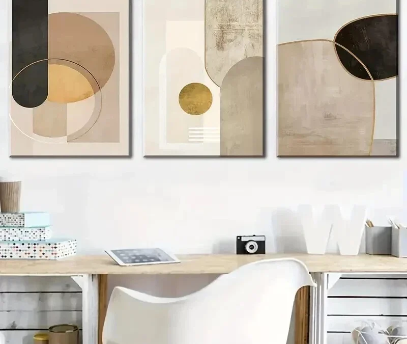 3pcs Vintage Aesthetic Painting Nordic Abstract Wall Art Set Canvas Framed 40x60cm – High Quality Print 100% Australian Made Wall Canvas Ready to Hang