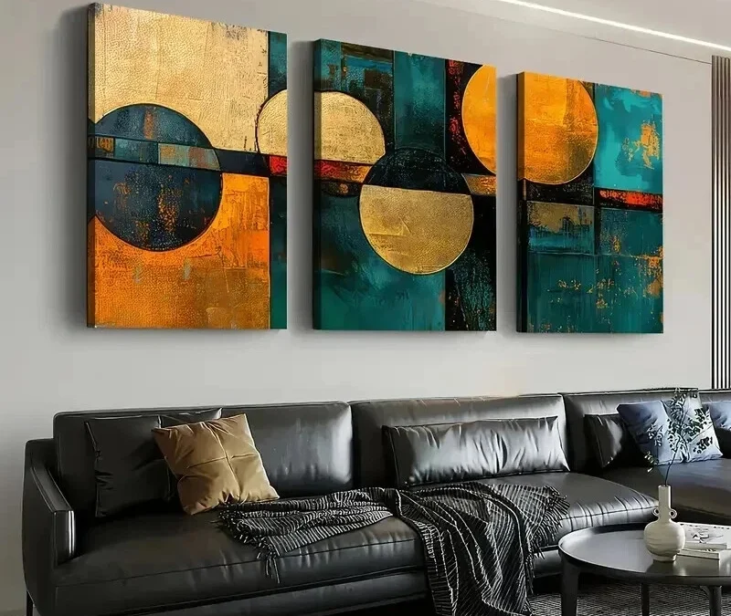 3pcs Stylish Abstract Geometric Graphic Wall Art Set Canvas Framed 40x60cm – High Quality Print 100% Australian Made Wall Canvas Ready to Hang