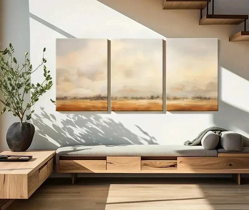 3pcs Desert Landscape Abstract Design Wall Art Set Canvas Framed 40x60cm – High Quality Print 100% Australian Made Wall Canvas Ready to Hang