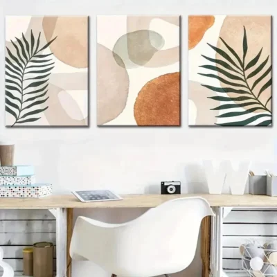 3pcs Geometric Line Decor in a Bohemian Style Wall Art Set Canvas Framed 40x60cm - High Quality Print 100% Australian Made Wall Canvas Ready to Hang