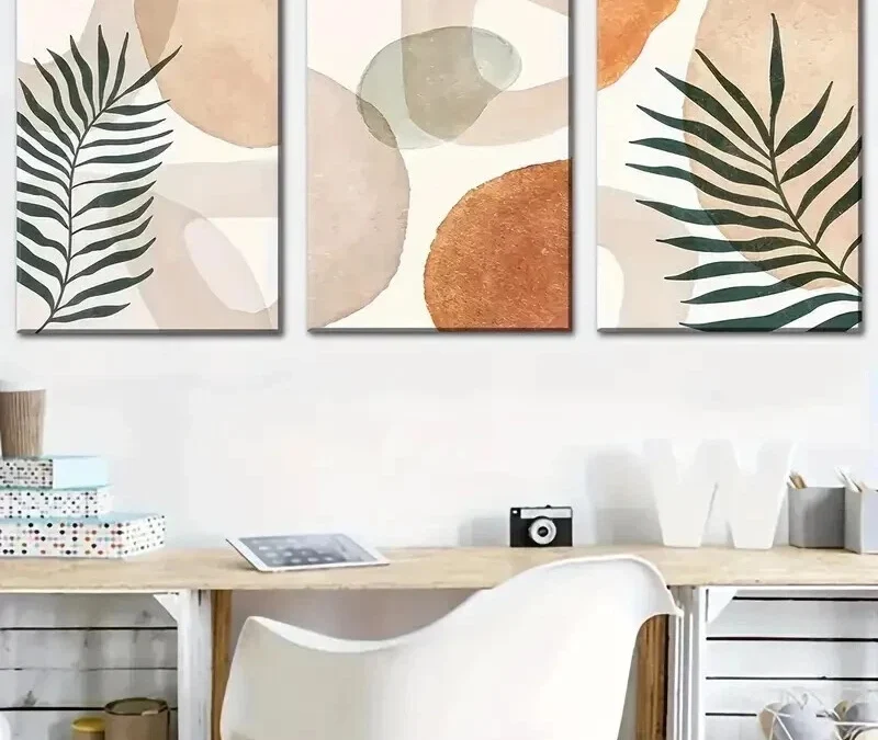 3pcs Geometric Line Decor in a Bohemian Style Wall Art Set Canvas Framed 40x60cm – High Quality Print 100% Australian Made Wall Canvas Ready to Hang