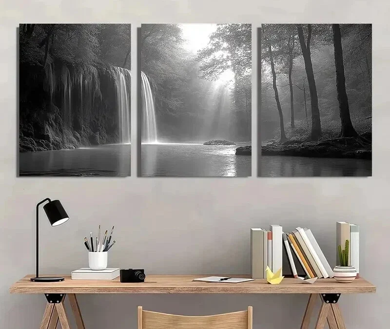 3pcs Haunting Black And White Forest Wall Art Set Canvas Framed 40x60cm – High Quality Print 100% Australian Made Wall Canvas Ready to Hang