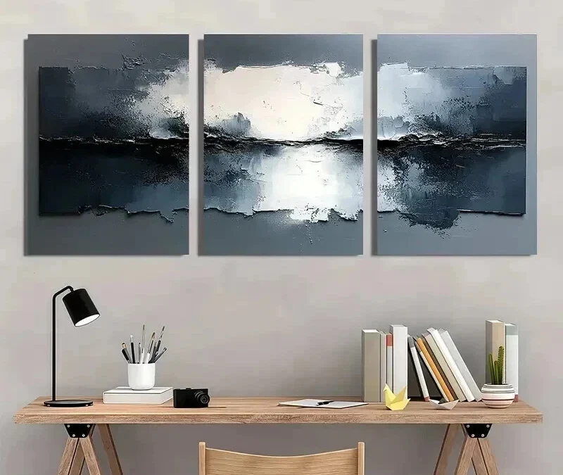 3pcs Abstract White Painting Decoration Wall Art Set Canvas Framed 40x60cm – High Quality Print 100% Australian Made Wall Canvas Ready to Hang