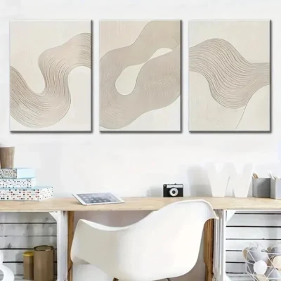 3pcs Modern Abstract Line Art Decor Wall Art Set Canvas Framed 40x60cm - High Quality Print 100% Australian Made Wall Canvas Ready to Hang