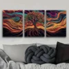 3pcs Psychedelic Tree Of Life Design Wall Art Set Canvas Framed 40x60cm - High Quality Print 100% Australian Made Wall Canvas Ready to Hang - Image 3