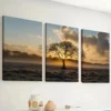 3pcs Tree Of Life On Prairie Sunset Landscape Wall Art Set Canvas Framed 40x60cm - High Quality Print 100% Australian Made Wall Canvas Ready to Hang - Image 2