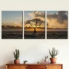 3pcs Tree Of Life On Prairie Sunset Landscape Wall Art Set Canvas Framed 40x60cm - High Quality Print 100% Australian Made Wall Canvas Ready to Hang - Image 3