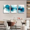 3pcs Abstract Blue Floral Watercolor Flower Wall Art Set Canvas Framed 40x60cm - High Quality Print 100% Australian Made Wall Canvas Ready to Hang - Image 2