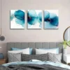 3pcs Abstract Blue Floral Watercolor Flower Wall Art Set Canvas Framed 40x60cm - High Quality Print 100% Australian Made Wall Canvas Ready to Hang - Image 3