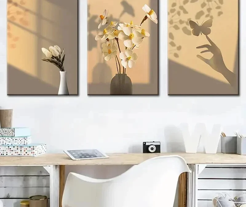 3pcs Shadow Art Of Butterflies And Flowers Wall Art Set Canvas Framed 40x60cm – High Quality Print 100% Australian Made Wall Canvas Ready to Hang